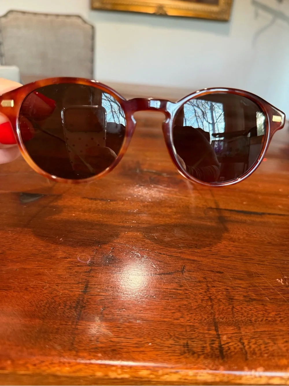 Coach Caramel Tortoise Round Sunglasses with Brown Lenses - Picture 8 of 10